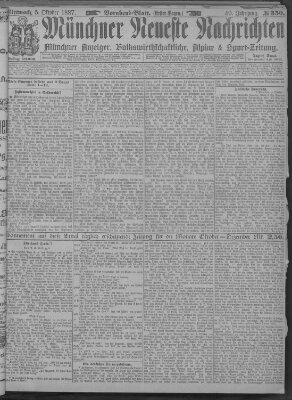 Münchner neueste Nachrichten Mittwoch 5. Oktober 1887