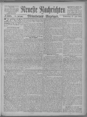 Neueste Nachrichten und Münchener Anzeiger (Münchner neueste Nachrichten) Donnerstag 27. Juli 1882