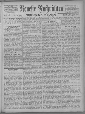 Neueste Nachrichten und Münchener Anzeiger (Münchner neueste Nachrichten) Samstag 29. Juli 1882