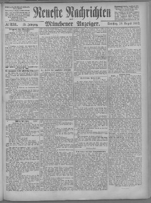 Neueste Nachrichten und Münchener Anzeiger (Münchner neueste Nachrichten) Samstag 19. August 1882