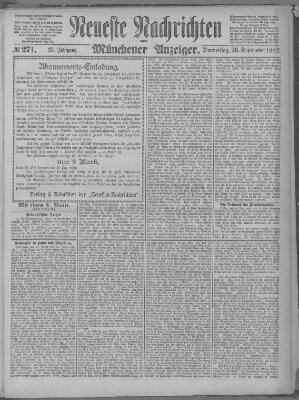 Neueste Nachrichten und Münchener Anzeiger (Münchner neueste Nachrichten) Donnerstag 28. September 1882