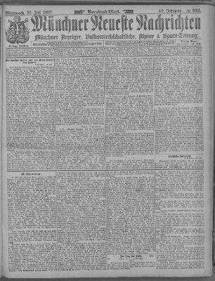 Münchner neueste Nachrichten Mittwoch 20. Juli 1887