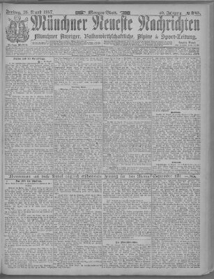 Münchner neueste Nachrichten Freitag 26. August 1887