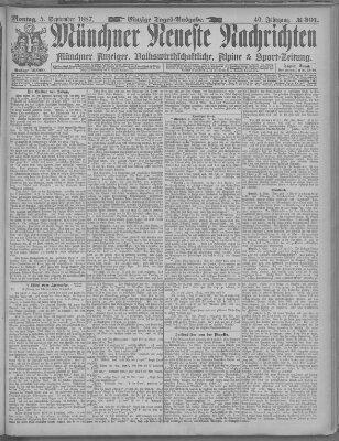 Münchner neueste Nachrichten Montag 5. September 1887