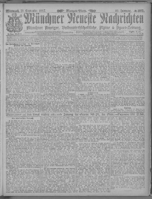 Münchner neueste Nachrichten Mittwoch 21. September 1887