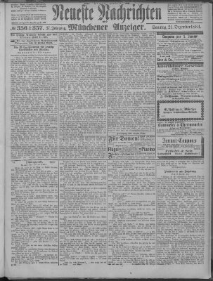 Neueste Nachrichten und Münchener Anzeiger (Münchner neueste Nachrichten) Sonntag 21. Dezember 1884