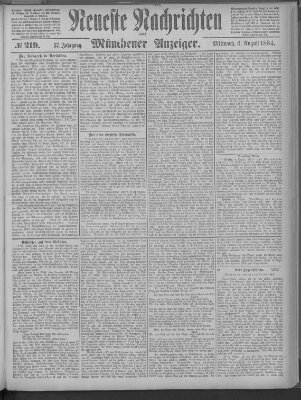 Neueste Nachrichten und Münchener Anzeiger (Münchner neueste Nachrichten) Mittwoch 6. August 1884