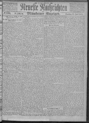 Neueste Nachrichten und Münchener Anzeiger (Münchner neueste Nachrichten) Samstag 11. Juli 1885
