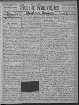 Neueste Nachrichten und Münchener Anzeiger (Münchner neueste Nachrichten) Freitag 2. Oktober 1885