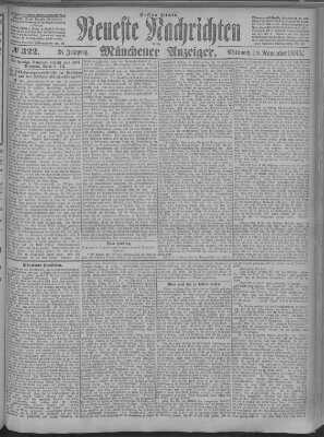 Neueste Nachrichten und Münchener Anzeiger (Münchner neueste Nachrichten) Mittwoch 18. November 1885