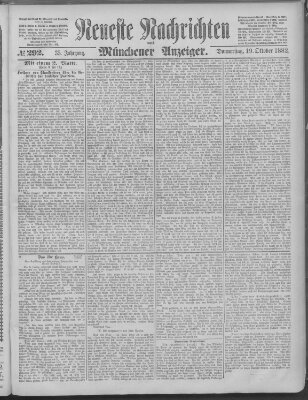 Neueste Nachrichten und Münchener Anzeiger (Münchner neueste Nachrichten) Donnerstag 19. Oktober 1882