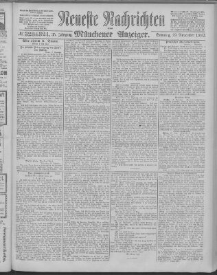 Neueste Nachrichten und Münchener Anzeiger (Münchner neueste Nachrichten) Sonntag 19. November 1882