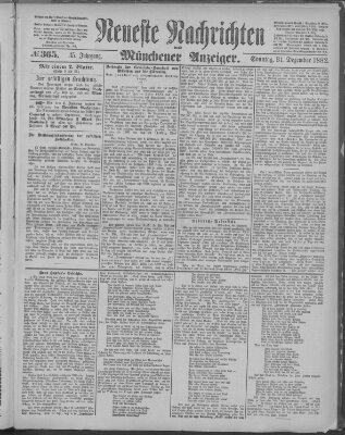 Neueste Nachrichten und Münchener Anzeiger (Münchner neueste Nachrichten) Sonntag 31. Dezember 1882