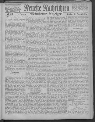 Neueste Nachrichten und Münchener Anzeiger (Münchner neueste Nachrichten) Dienstag 26. Januar 1886