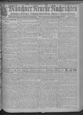 Münchner neueste Nachrichten Samstag 9. Februar 1889