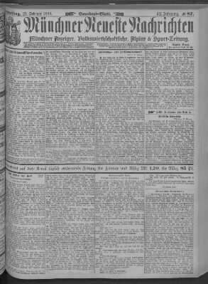 Münchner neueste Nachrichten Donnerstag 21. Februar 1889