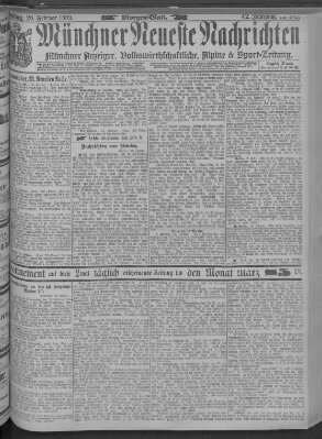 Münchner neueste Nachrichten Dienstag 26. Februar 1889