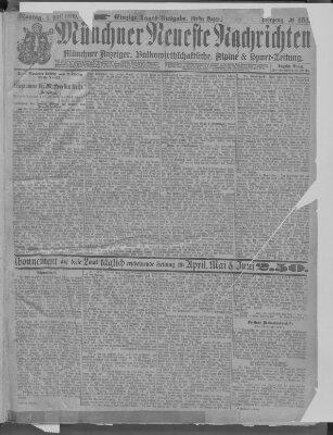 Münchner neueste Nachrichten Montag 1. April 1889