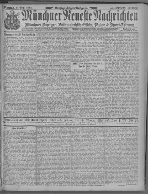 Münchner neueste Nachrichten Montag 6. Mai 1889