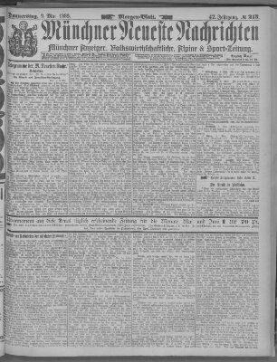 Münchner neueste Nachrichten Donnerstag 9. Mai 1889