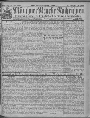 Münchner neueste Nachrichten Samstag 22. Juni 1889