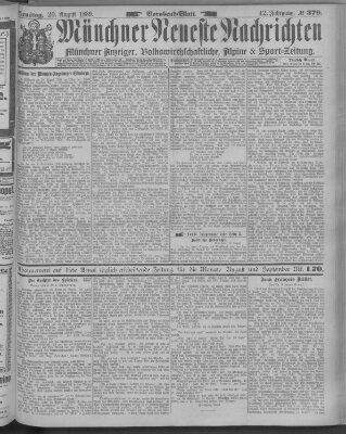 Münchner neueste Nachrichten Dienstag 20. August 1889