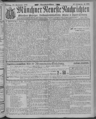 Münchner neueste Nachrichten Freitag 13. September 1889
