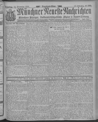 Münchner neueste Nachrichten Samstag 14. September 1889