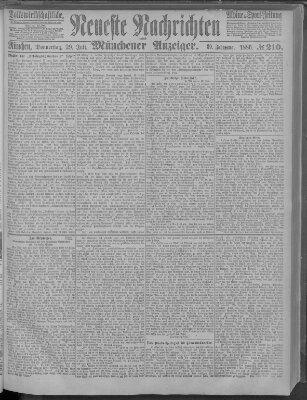 Neueste Nachrichten und Münchener Anzeiger (Münchner neueste Nachrichten) Donnerstag 29. Juli 1886