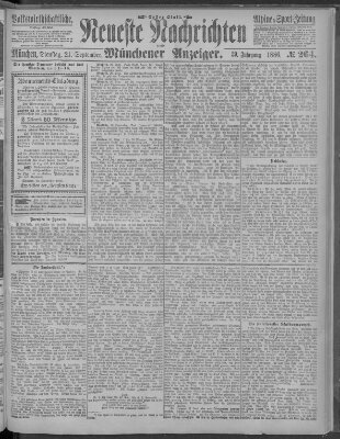 Neueste Nachrichten und Münchener Anzeiger (Münchner neueste Nachrichten) Dienstag 21. September 1886