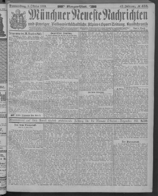 Münchner neueste Nachrichten Donnerstag 3. Oktober 1889