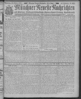 Münchner neueste Nachrichten Sonntag 20. Oktober 1889