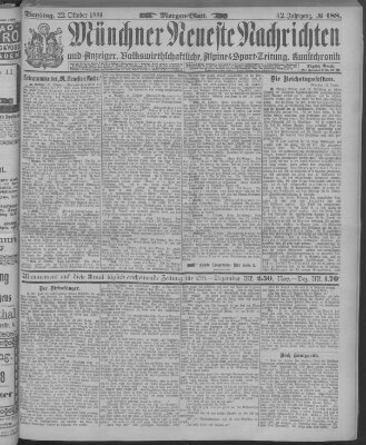 Münchner neueste Nachrichten Dienstag 22. Oktober 1889
