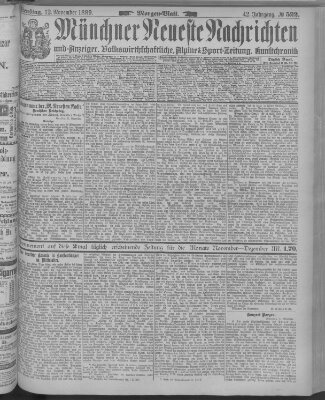 Münchner neueste Nachrichten Dienstag 12. November 1889