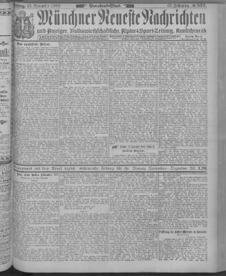 Münchner neueste Nachrichten Freitag 15. November 1889