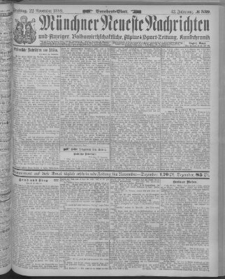 Münchner neueste Nachrichten Freitag 22. November 1889