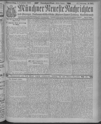 Münchner neueste Nachrichten Donnerstag 5. Dezember 1889