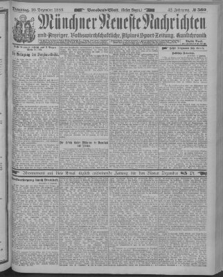 Münchner neueste Nachrichten Dienstag 10. Dezember 1889