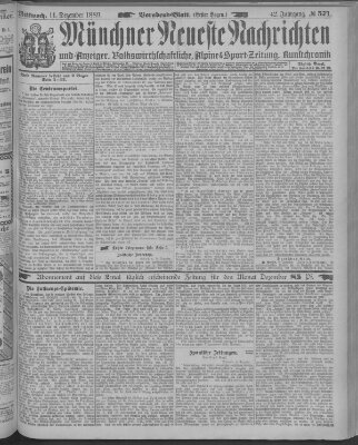 Münchner neueste Nachrichten Mittwoch 11. Dezember 1889