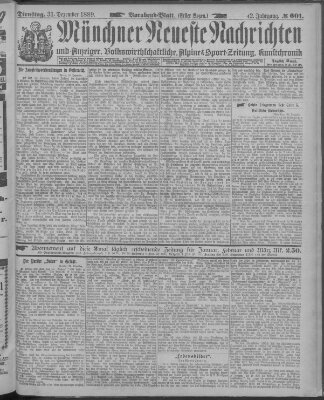Münchner neueste Nachrichten Dienstag 31. Dezember 1889