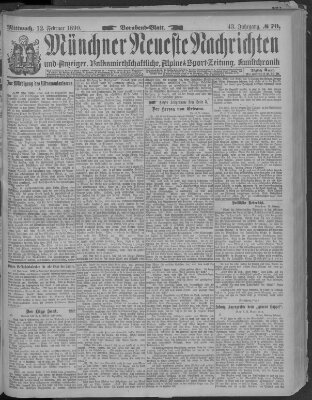 Münchner neueste Nachrichten Mittwoch 12. Februar 1890