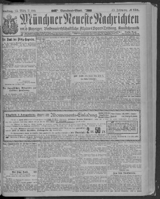 Münchner neueste Nachrichten Samstag 15. März 1890