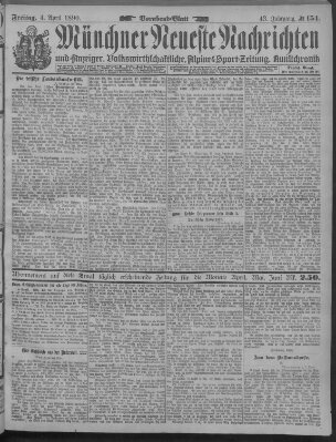 Münchner neueste Nachrichten Freitag 4. April 1890