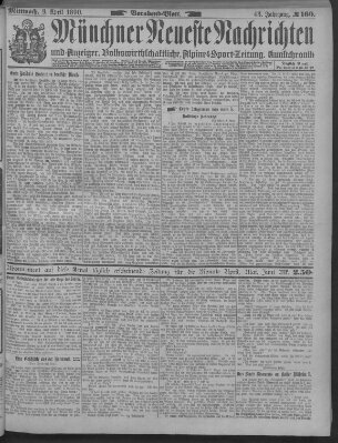 Münchner neueste Nachrichten Mittwoch 9. April 1890