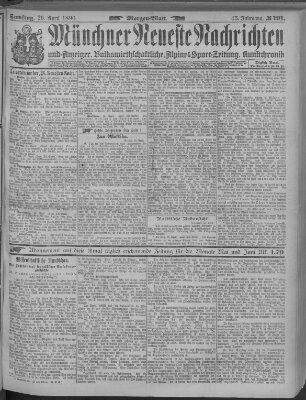 Münchner neueste Nachrichten Samstag 26. April 1890