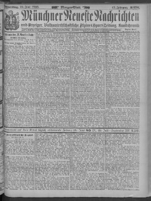 Münchner neueste Nachrichten Donnerstag 19. Juni 1890