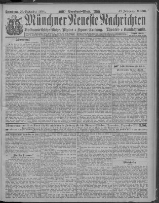 Münchner neueste Nachrichten Samstag 20. September 1890