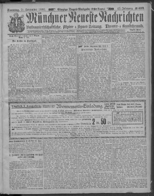 Münchner neueste Nachrichten Sonntag 21. September 1890