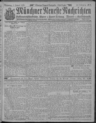 Münchner neueste Nachrichten Sonntag 4. Januar 1891