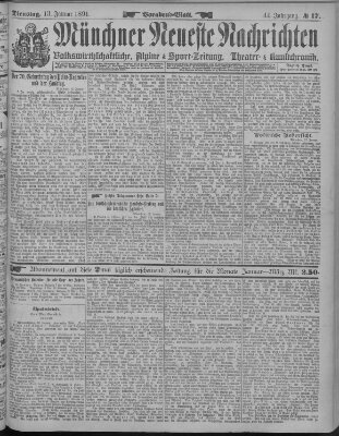 Münchner neueste Nachrichten Dienstag 13. Januar 1891